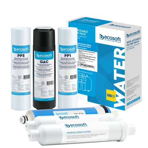 Комплект з 6 картриджів для фільтра зворотного осмосу Ecosoft Standard з мінералізатором CPV6POSTMIN50GPD фото